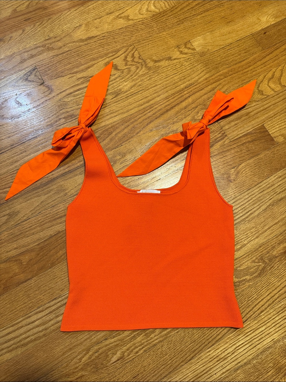 House of Harlow Tie-Shoulder Orange Tank Top